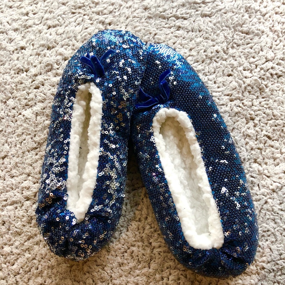 Blue sparkly slippers